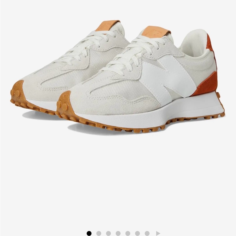 New Balance White and Tan Athletic Shoes